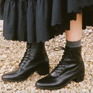 Christy Dawn ‘The Dawn Boot’ Black Lace-Up Boots NWT